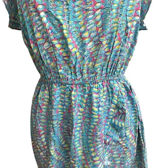 Lilly Pulitzer Kalen Multi Clam Jam Flounce Ruffle Faux Wrap Mini Dress sz M - Picture 3 of 10